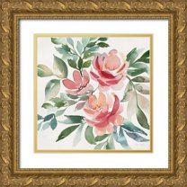 Brockmon, Kristen 12x12 Gold Ornate Wood Framed with Double Matting Museum Art Print Titled - Garden Blush II