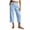 Light Blue, variant on Womens Foldover Waist Straight Capri Pants Adjustable Front Drawstring Side Inseam Pockets Summer Beach Resort Daily Casual Wear Trousers