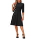 thumbnail image 2 of Vestido Vintage de Mujer INSPIRE CHIC con Mangas 3/4 y Cuello Alto, Vestido A-Line de Oficina, Talla XS, Negro, 2 of 6