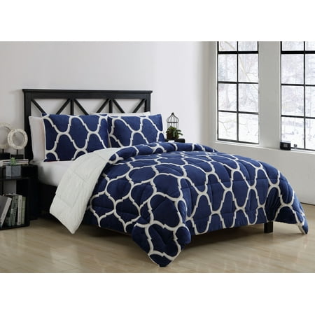 Faux Fur Bedding Sets VCNY Home James Printed Mink to Faux Fur Reversible 3 Piece Bedding Comforter Set, Shams Included ()