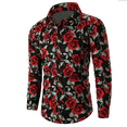 thumbnail image 2 of Camisa informal novedosa con estampado de rosas para hombre, con estampado de San Valentín, para uso diario, con solapa, manga larga, color rojo, tallas S a 5XL, envío rápido, 2 of 4