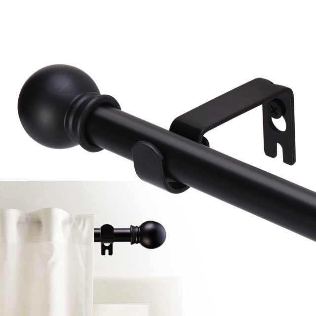Juego de barras de cortina GXOACKJ, 168 a 305 cm, 5/8 pulgadas, metal negro mate