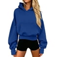 thumbnail image 6 of Essentials Hoodie Baeitkot Women's Oversized Casual Solid Color Hem with Drawstring Hooded Long Sleeved Sweatshirt, 6 of 6