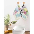 thumbnail image 2 of Easter Kitchen Dish Towels for Drying Dishes Set of 3, Spring Watercolor Bunny Eggs Flowers Black Plaid Waffle Weave Microfiber Hand Tea Bathroom Towels Quick Dry & Absorbent Towel 12x12, 2 of 7