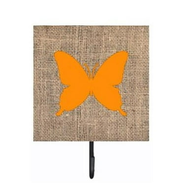 Carolines Treasures BB1046-BL-OR-SH4 Butterfly Burlap and Orange Leash Or Key Holder