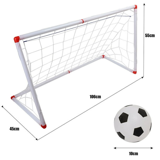 Portería de fútbol, interior y exterior, mini juego de rojo paratería de fútbol para niños, porterías de fútbol, párrica roja portería de fútbol con bomba de