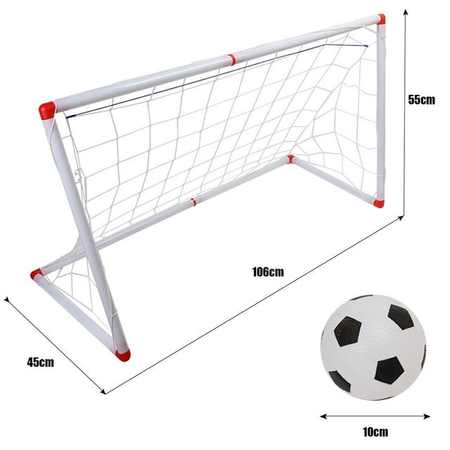 Portería de fútbol, interior y exterior, mini juego de rojo paratería de fútbol para niños, porterías de fútbol, párrica roja portería de fútbol con bomba de