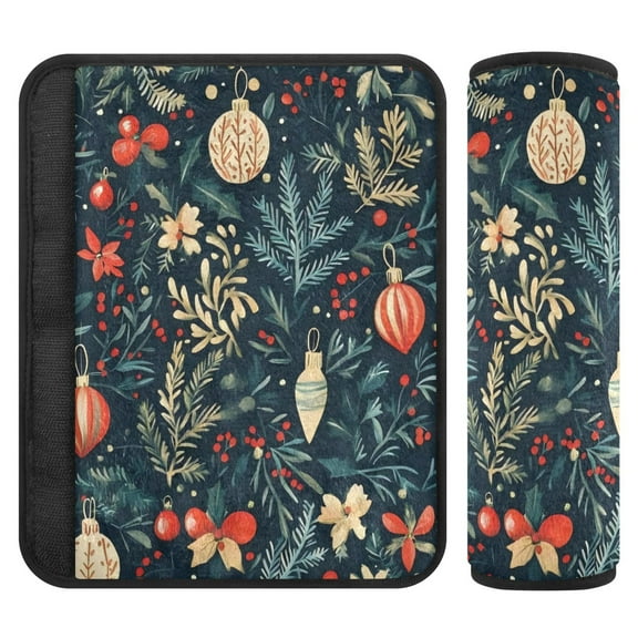 2 Car Seat Belt Covers S Size 6.5*6.5 Inches Car Seat Belt Shoulder Pad Backpack Shoulder Pad Stroller Belt Cover Christmas Leaf Green