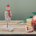 thumbnail image 3 of Christmas Wooden Snowman Figurine With Scarf And Toque, 3 of 3