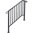thumbnail image 2 of Handrails for Outdoor Steps, Fit 3 or 4 Steps Outdoor Stair Railing, Picket#3 Wrought Iron Handrail, Flexible Porch Railing, Black Transitional Handrails for Concrete Steps or Wooden Stairs, 2 of 9