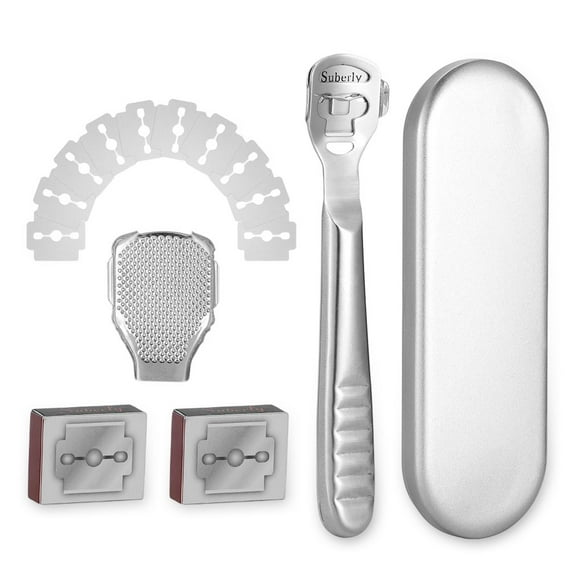 Vogacara Lima para pies, afeitadora de piel muerta de acero inoxidable, portátil, para el hogar, salón, cabeza de repuesto desmontable, manicura, Cuidado de los pies Vogacara CE000654-00