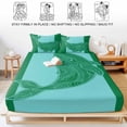 thumbnail image 5 of Twin Sze Fitted Sheet Set - Turquoise Blue Whale 2 Piece Bedding Sets 16" Deep Pocket Fitted Sheet with 1 Pillowcase, Summer Beach Coastal Modern Art Brushed Microfiber Hotel Luxury Bed Sheets, 5 of 9