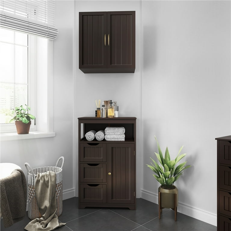 Easyfashion Wooden Storage Cabinet Organizer with 4 Drawers for Bathroom,  Espresso