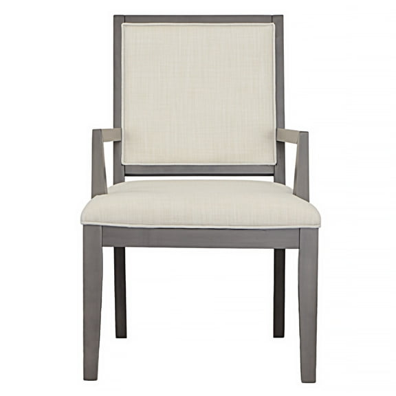 Steve Silver Mila Contemporary Upholstered Dining Arm Chair, Set of 2, Bone/Gray