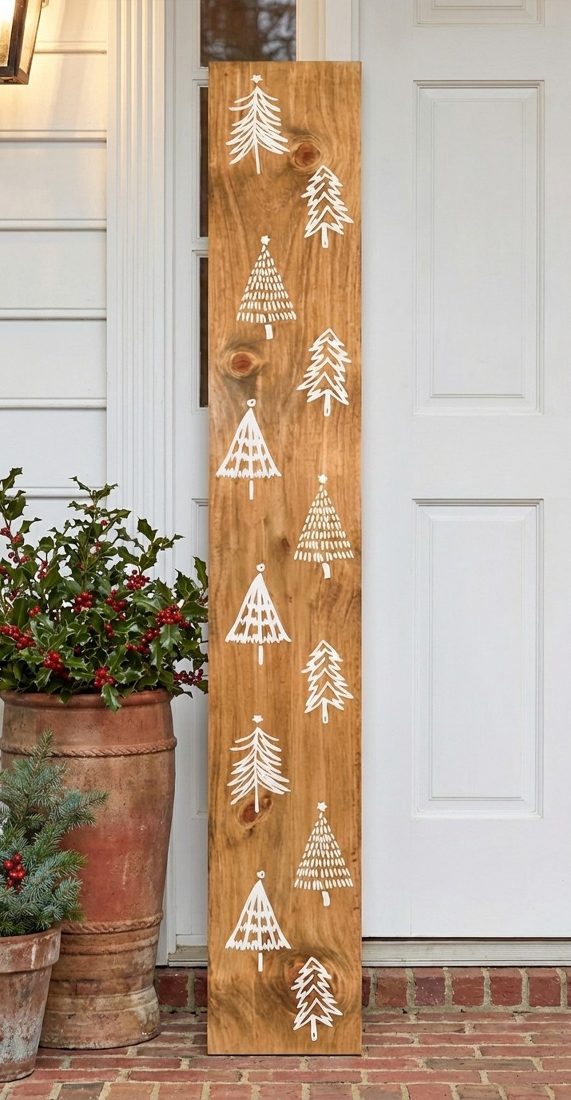 Calloway Mills 118045907 Christmas Tree Farm White Porch Leaner 59" x 7.25"