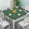 thumbnail image 2 of Elastic Edge Fitted Card Table Cover, Candy Canes with Peppermints - Green Pattern Printed on Wrinkle Resistant Polyester Table Cloth, for Dinner Terrace Party,32" x 32", 2 of 4