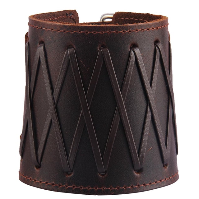 Wide PU Leather Arm Guards Gauntlet Cuff Protector de Muñeca Ajustable - Negro - Marrón Sunnimix Brazaletes anchos para hombre