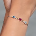 thumbnail image 4 of 925 Silver and 10K Yellow Gold Persian Blue Moissanite Red Created Ruby Sky Blue Aquamarine and Lab Grown Diamond Tennis Bracelet for Women By Keren Hanan (1.96 cttw, Adjustable up To 9 inch), 4 of 4