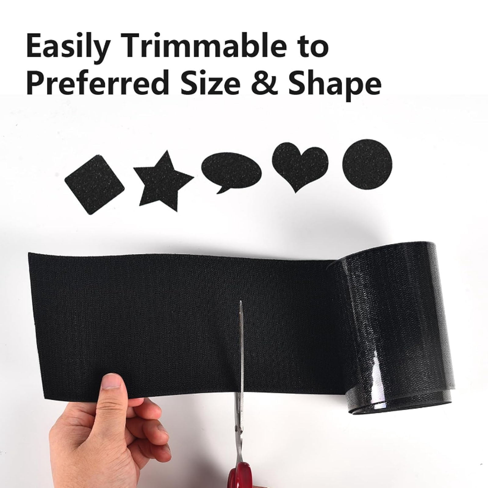 4.3"×26.5Ft Heavy Duty Velcro Hook and Loop Tape, Adhesive Rug Gripper, Outdoor Couch Cushion Grip, Anti-Slip for Carpets Mattresses Wall Hanging, Black