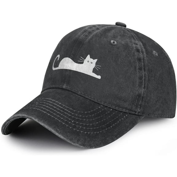Women's Cute Cat Baseball Cap for Men Women, Adjustable Vintage Distressed Washed Hat for Cat Dad Mom Lover