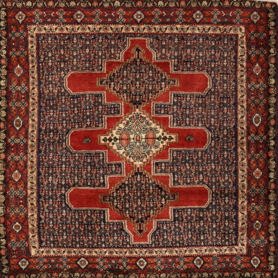 Ahgly Company Machine Washable Indoor Square Traditional Saffron Red Area Rugs, 8' Square