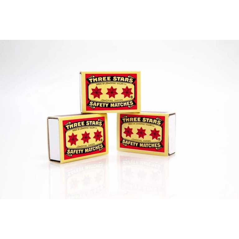 Swedish Match, Three Stars Safety Matches, 10 pack, Strike-On-Box