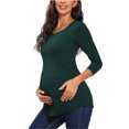 thumbnail image 4 of Wdfiry Female Long Sleeve Maternity Tops Summer Solid Color Comfy Round Neck Nursing Shirts Loose Casual Pleated Pregnancy Blouses for Women, 4 of 6