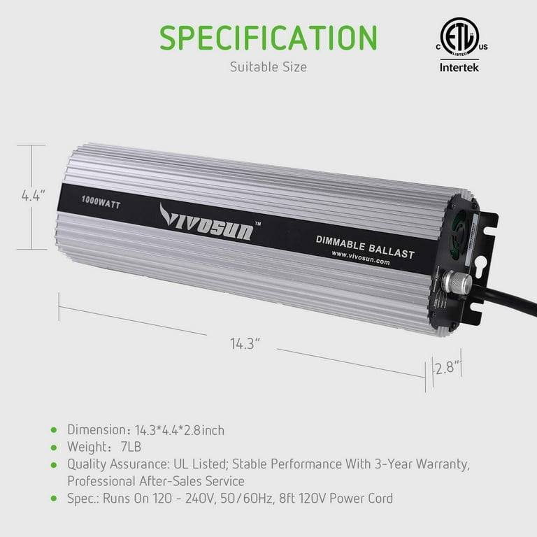 Vivosun 1000 watt grow light deals