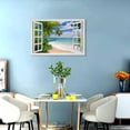 thumbnail image 4 of Beach Pictures Canvas Wall Art Fake Open Window Ocean Seagull Birds Blue Natural Scene Landscape for Living Room Decor, 4 of 6