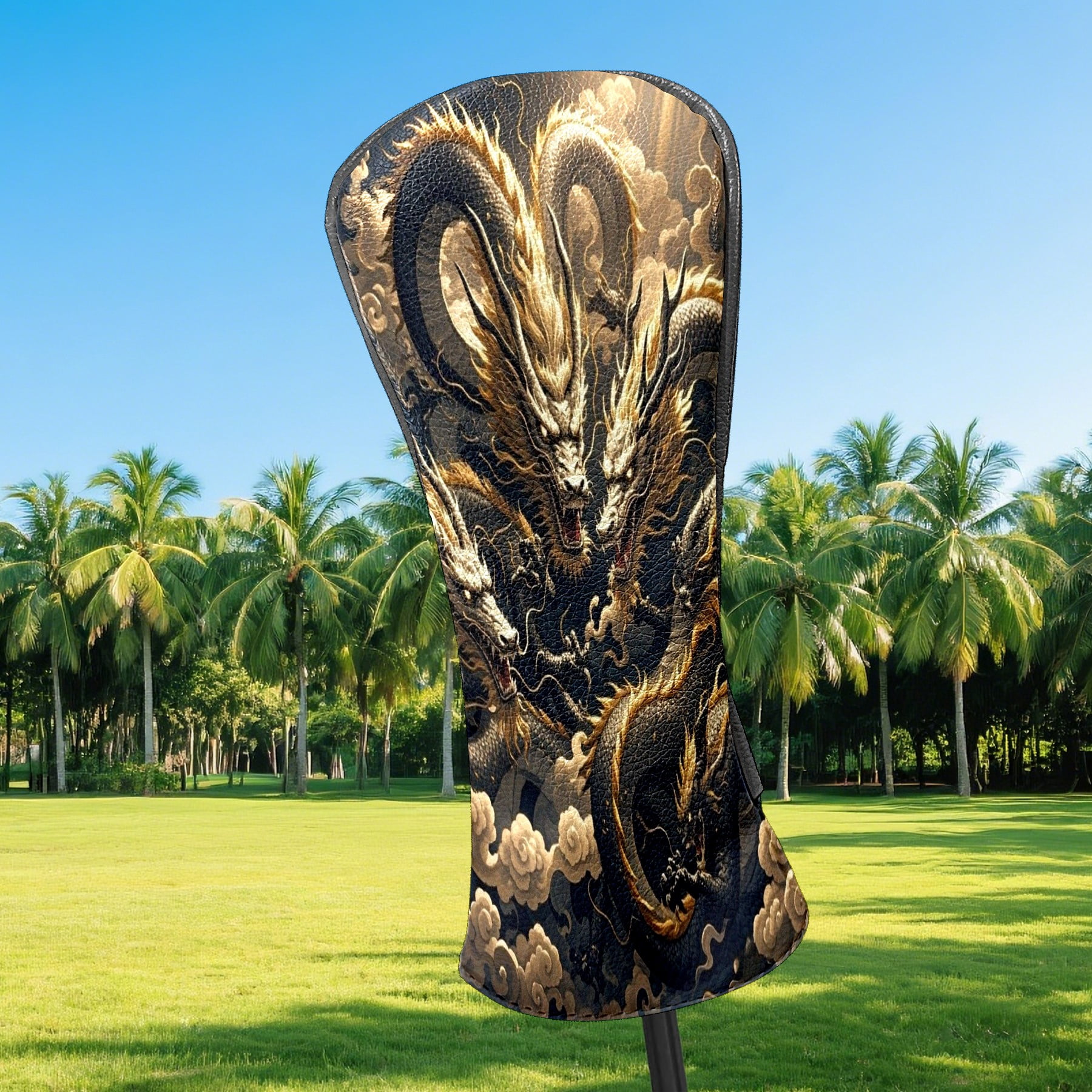 Golf Club Head Cover Waterproof Leather Golf Accessories HeadCovers Set Driver Headcover for Women Men Light Dargon