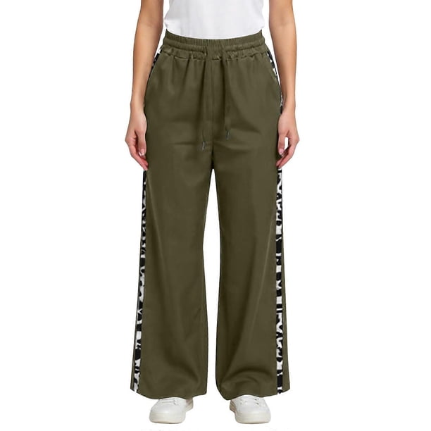 Womens Wide Leg Pants Print Pants Elastic Waist Drawstring Baggy Pant Soft Streetwear Trousers Sky Blue XXL