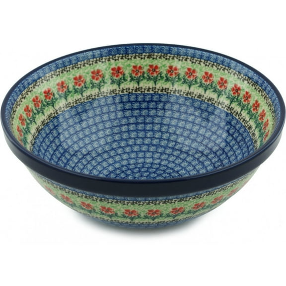 Polish Pottery Bowl 11-inch Polmedia Maraschino Theme Hand Painted in Boleslawiec, Poland   Certificate of Authenticity
