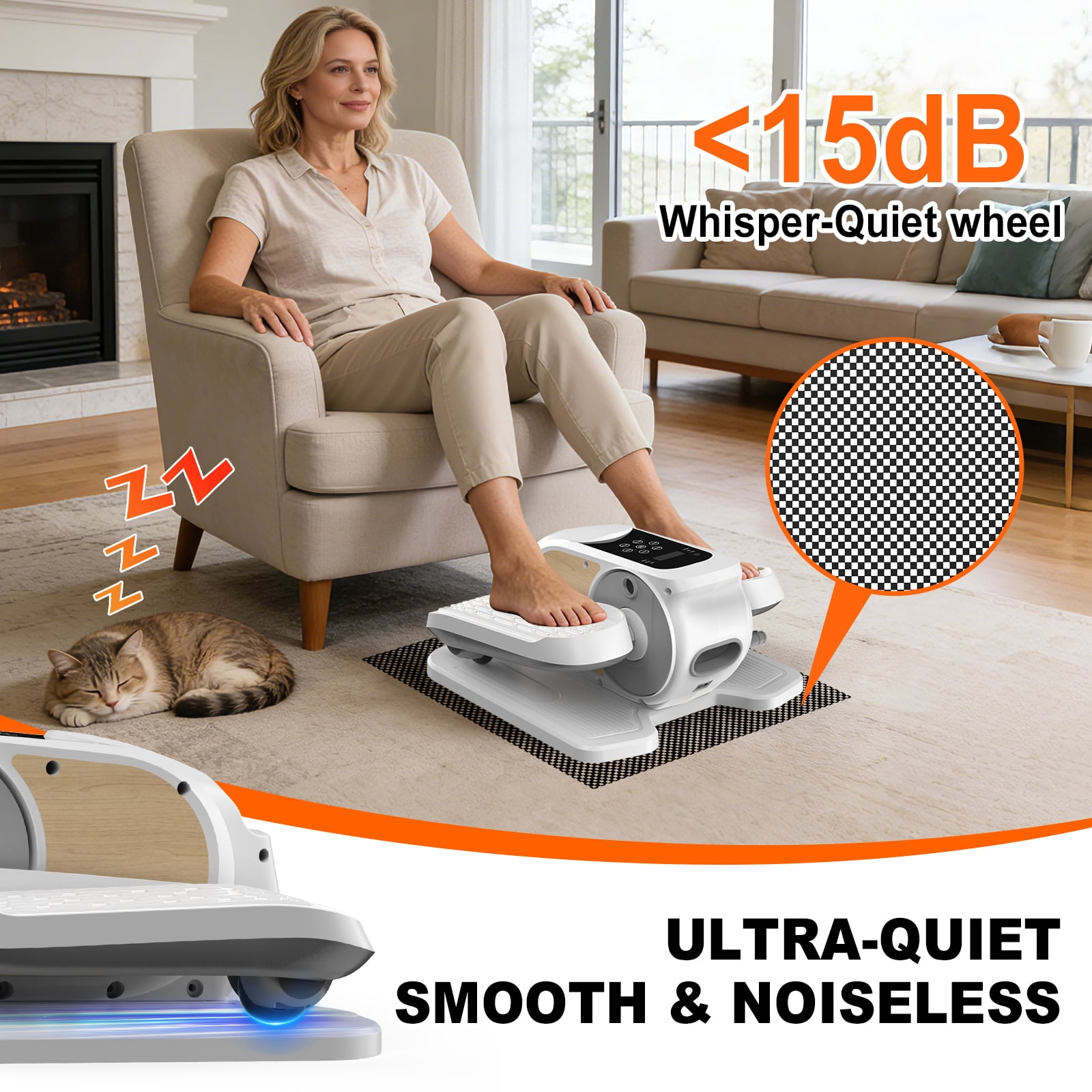Funslim Under Desk Elliptical Machine, Leg Exerciser While Sitting for Seniors, Quiet Portable Electric Seated Pedal Exerciser,Fully Assembled with Remote Control & 12 Adjustable Speeds