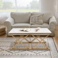 thumbnail image 2 of Rosary Blenn Modern Nesting Coffee Table Set of 3, Faux Marble Top with Golden Frame, Coffee Table with 2 Square End Side Tables, 2 of 9