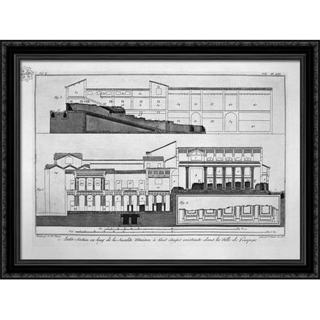 Plan of the first and third floors of the three-story house 38x28 Large Black Ornate Wood Framed Canvas Art by Giovanni Battista