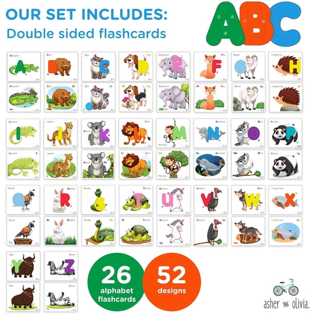 Asher & Olivia Alphabet Puzzle & Flash Cards Set Wooden Puzzle, 26