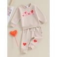 thumbnail image 3 of Toddler Baby Boy Girl Valentines Day Outfit Love Sweatshirt Pants Set 2Pcs Spring Clothes, 3 of 9