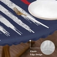 thumbnail image 3 of American Flag Round Tablecloth, Fitted Table Cover with Elastic for 45"-54" Round Tables, US Flag Baseball Stars Navy Blue Table Cloth Outdoor Indoor Dinning Party Waterproof Tablecloths, 3 of 7
