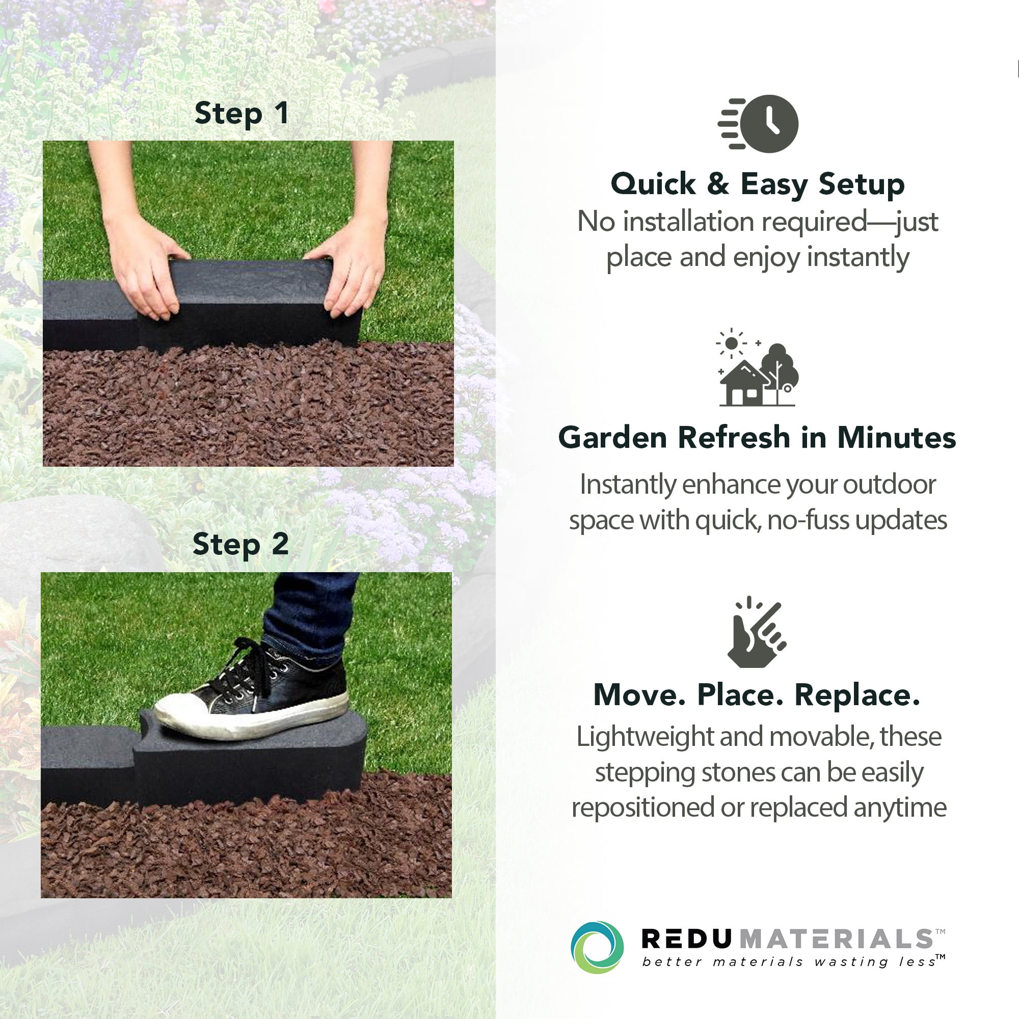 TierraVerde 12 Pack 12 "x 4" Stomp Edge Slate Lightweight Garden Borders, Grey