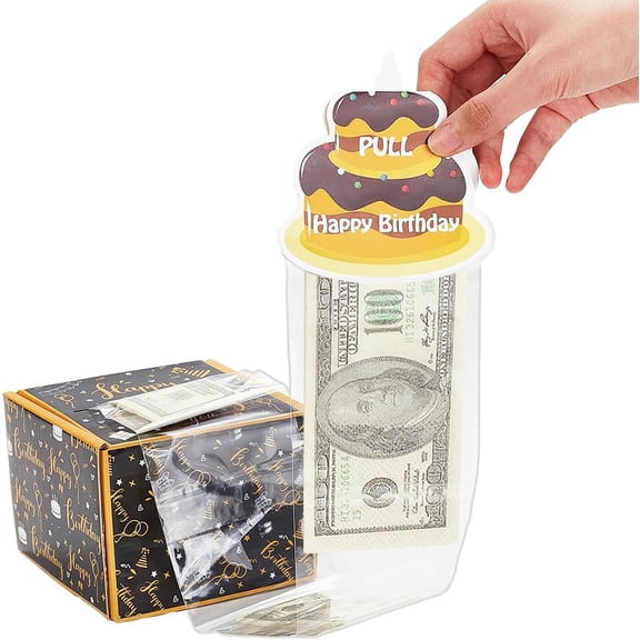 Happy Birthday Day Money Box for Cash Gift Pull Paper Cash Gift Box for Birthday Party Decorations Mixed Color 127x125x96mm
