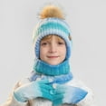 thumbnail image 2 of Lispipm Kids Winter Hat Gloves Scarf Set Knit Thick Fleece Bean1e Outdoor Neck Warmer and Mittens Gifts for Children Christmas Blue, 2 of 5