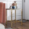 thumbnail image 5 of Furniture of America Heure Round Metal Champagne and White End Table, 5 of 7