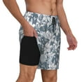 thumbnail image 2 of Kdxio Lilies Flowers Print Men's Swim Trunks with Compression Liner 7 Inch Inseam Quick Dry Swim Shorts, 2 of 7