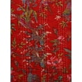 thumbnail image 2 of Indian Handmade Cotton Bird Print Kantha Quilt Blanket Red Patch Baby Qults Bedspread Size 40X60in., 2 of 4
