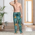 thumbnail image 2 of Susaid Tropical Leaves Print Mens Pajama Pants Set Sleep & Lounge Pants, PJ Bottoms with Pockets and Button Fly-Small, 2 of 6