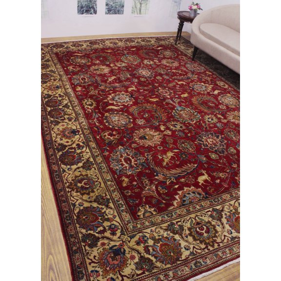 Semi Antique Muqtadir Red/Ivory Rug, 9'5" x 12'8"