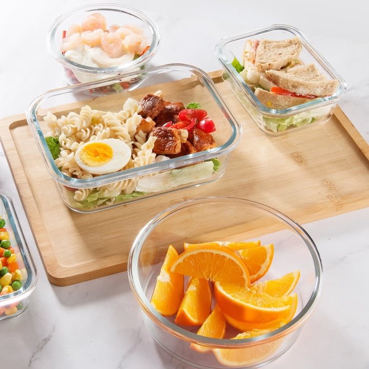 12 Pack Glass Food Storage Containers with Sanp Locking Lids, Airtight Meal Prep Containers for Kitchen, Leftovers, To-go, Gym, Office, Dishwasher/ Freezer/ Microwave Safe