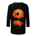 thumbnail image 3 of Uootdi Womens Halloween Black Cats Full Moon Funny Animal Printed Long Sleeve Sweater Crew Neck Sweatshirt Fall Pullover Black Womens Tops, 3 of 4