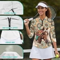 thumbnail image 6 of Uorisanigo Mandala Horse Women's Golf Shirt Soft Polyester Spandex Fabric Women's 3/4 Sleeve Athletic Golf Shirts Comfortable Fashion Zip Up Collar Tennis Tops Outing Wear Size S, 6 of 7