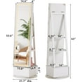 thumbnail image 3 of Joaxswe 360° Swivel Jewelry Cabinet with Full Length Mirror Modern Adult Accessory Armoire, Rustic White, 3 of 9